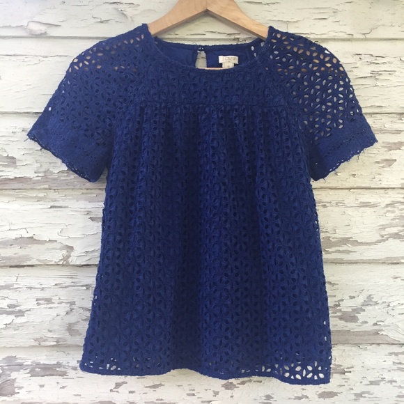 J. Crew Tops - J Crew Eyelet Top in Deep Royal Blue